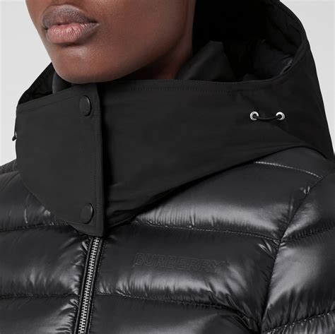 Contrast Hood Nylon Belted Puffer Jacket 